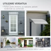 Outsunny Copertină Anti-UV din Policarbonat pentru Uși și Ferestre 100x75cm | Aosom Romania 