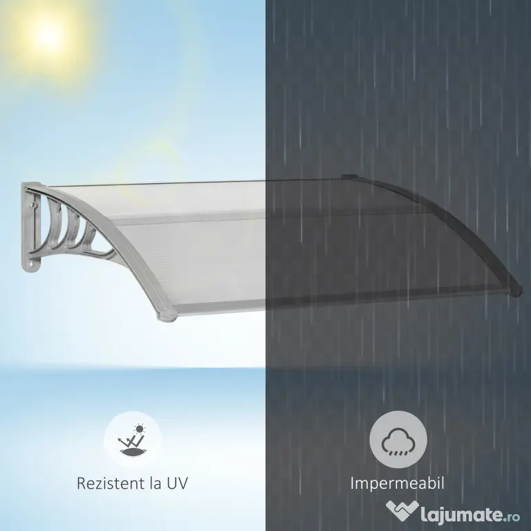 Outsunny Copertină Anti-UV din Policarbonat pentru Uși și Ferestre 100x75cm | Aosom Romania