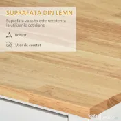 HOMCOM Carucioare de bucatarie cu 4 roți, 3 rafturi, pentru sufragerie, din MDF, Lemn și Cauciuc, 107.5x48x89 cm, Alb | Aosom Romania 