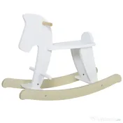 Cal tip Balansoar pentru Copii 1-3 Ani, Design Clasic din Lemn cu Manere si Suport pentru Picioare, 68x26.5x48cm, Alb HOMCOM | Aosom Romania 