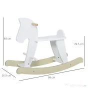 Cal tip Balansoar pentru Copii 1-3 Ani, Design Clasic din Lemn cu Manere si Suport pentru Picioare, 68x26.5x48cm, Alb HOMCOM | Aosom Romania 