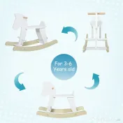 Cal tip Balansoar pentru Copii 1-3 Ani, Design Clasic din Lemn cu Manere si Suport pentru Picioare, 68x26.5x48cm, Alb HOMCOM | Aosom Romania 