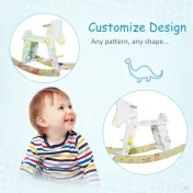 Cal tip Balansoar pentru Copii 1-3 Ani, Design Clasic din Lemn cu Manere si Suport pentru Picioare, 68x26.5x48cm, Alb HOMCOM | Aosom Romania 