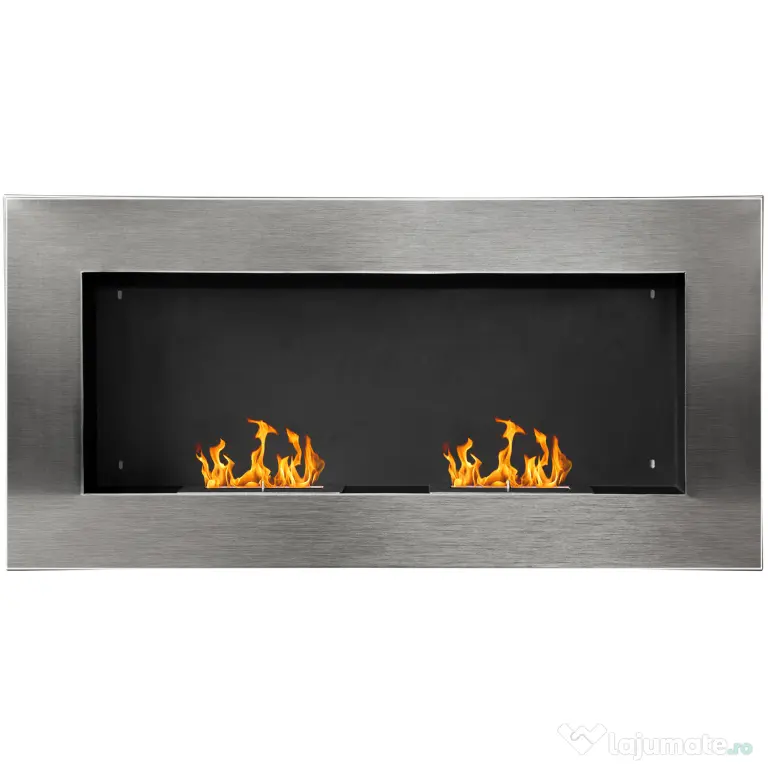 HOMCOM Semineu pe Bioetanol incalzitor Realizat din Inox cu 2 Arzătoare, aparat de incalzire ecologic 110x54x14cm Aosom |Romania