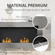 HOMCOM Semineu pe Bioetanol incalzitor Realizat din Inox cu 2 Arzătoare, aparat de incalzire ecologic 110x54x14cm Aosom |Romania