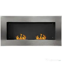 HOMCOM Șemineu pe Bioetanol Inox 110×54×14 cm cu 2 Arzătoare, Capacitate 1.5L, Șemineu Ecologic Suspendat pentru Interior