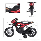 Motoreta Jucarie HOMCOM Suspensie Dubla Muzica si Lumini pentru Copii de la 3 la 6 ani Rosu | Aosom Romania