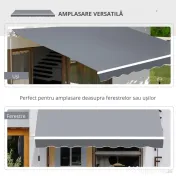 Outsunny Copertină de Soare Retractabilă Manual din Aluminiu și Țesătură Poliester, 2,5x2 m, Gri | Aosom Romania