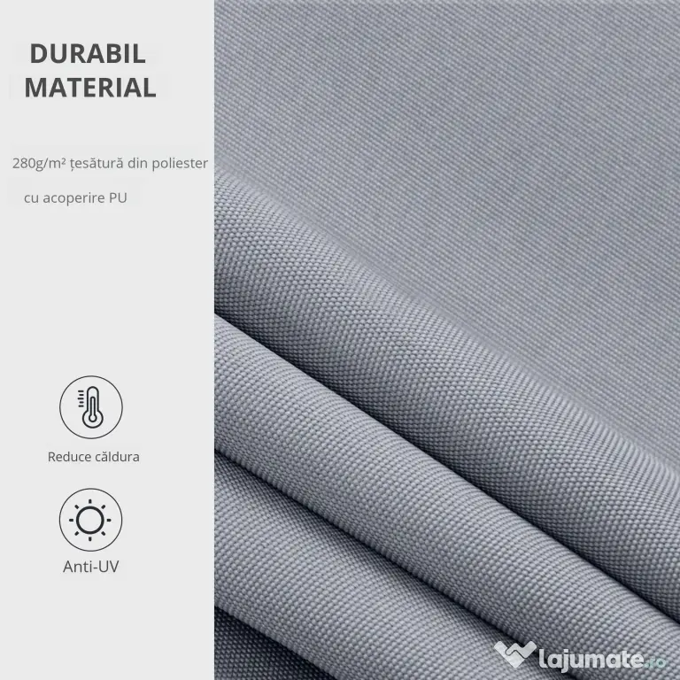 Outsunny Copertină de Soare Retractabilă Manual din Aluminiu și Țesătură Poliester, 2,5x2 m, Gri | Aosom Romania
