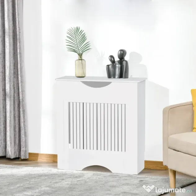 HOMCOM Capac Radiator MDF Alb cu Blat Design Sigur Anti-Inclinare 78x19x82 cm pentru Living si Dormitor | Aosom Romania