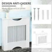 HOMCOM Capac Radiator MDF Alb cu Blat Design Sigur Anti-Inclinare 78x19x82 cm pentru Living si Dormitor | Aosom Romania 