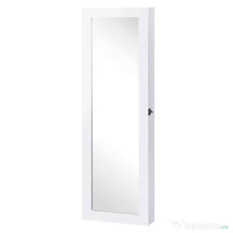 HOMCOM Dulap pentru Bijuterii cu Oglindă, Montare pe Perete, Negru, 37x9.5x121 cm | Aosom Romania