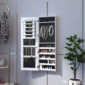 HOMCOM Dulap pentru Bijuterii cu Oglindă, Montare pe Perete, Negru, 37x9.5x121 cm | Aosom Romania 