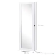 HOMCOM Dulap pentru Bijuterii cu Oglindă, Montare pe Perete, Negru, 37x9.5x121 cm | Aosom Romania 