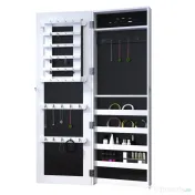 HOMCOM Dulap pentru Bijuterii cu Oglindă, Montare pe Perete, Negru, 37x9.5x121 cm | Aosom Romania 
