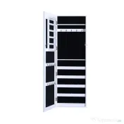 HOMCOM Dulap pentru Bijuterii cu Oglindă, Montare pe Perete, Negru, 37x9.5x121 cm | Aosom Romania 