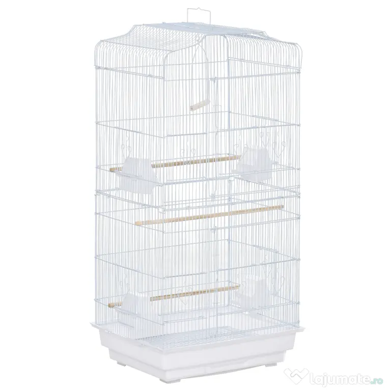 PawHut Cusca Albă pentru Păsări, Spațioasă, cu Accesorii Incluse, 46.5x35.5x92cm | Aosom Romania