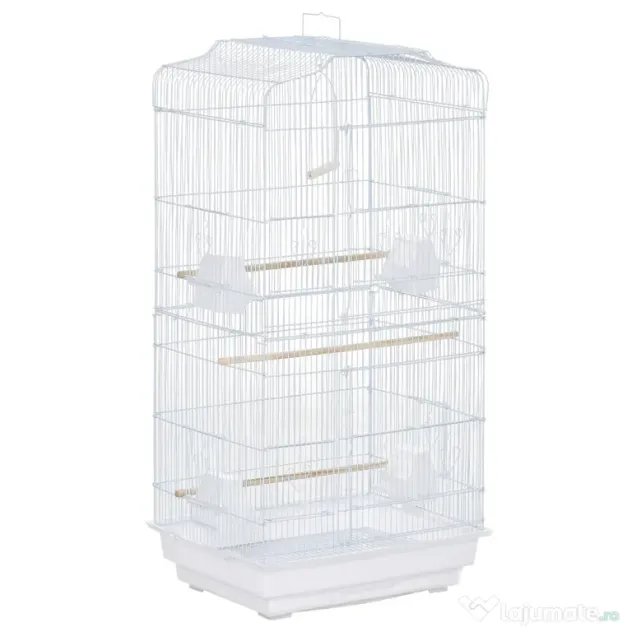 PawHut Cusca Albă pentru Păsări, Spațioasă, cu Accesorii Incluse, 46.5x35.5x92cm | Aosom Romania