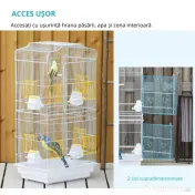 PawHut Cusca Albă pentru Păsări, Spațioasă, cu Accesorii Incluse, 46.5x35.5x92cm | Aosom Romania
