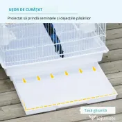 PawHut Cusca Albă pentru Păsări, Spațioasă, cu Accesorii Incluse, 46.5x35.5x92cm | Aosom Romania