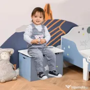 HOMCOM Cutie de Depozitarea pentru Jucarii din Lemn Albastru si Alb pentru Camera Copiilor | Aosom Romania 