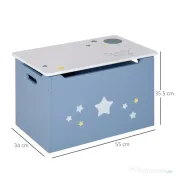 HOMCOM Cutie de Depozitarea pentru Jucarii din Lemn Albastru si Alb pentru Camera Copiilor | Aosom Romania 