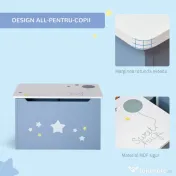 HOMCOM Cutie de Depozitarea pentru Jucarii din Lemn Albastru si Alb pentru Camera Copiilor | Aosom Romania 