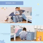 HOMCOM Cutie de Depozitarea pentru Jucarii din Lemn Albastru si Alb pentru Camera Copiilor | Aosom Romania 