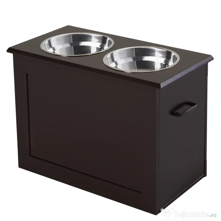 PawHut Set Boluri pentru Animăluțe, Hrănitor Dublu, Design Ergonomic, Alb și Gri | Aosom Romania