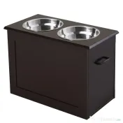 PawHut Set Boluri pentru Animăluțe, Hrănitor Dublu, Design Ergonomic, Alb și Gri | Aosom Romania 