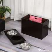 PawHut Set Boluri pentru Animăluțe, Hrănitor Dublu, Design Ergonomic, Alb și Gri | Aosom Romania 