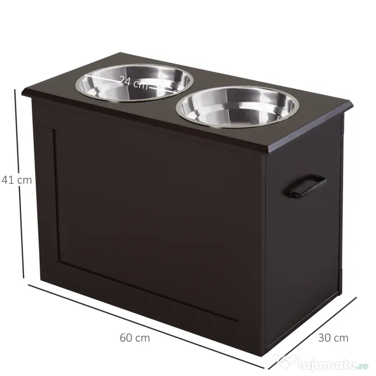 PawHut Set Boluri pentru Animăluțe, Hrănitor Dublu, Design Ergonomic, Alb și Gri | Aosom Romania
