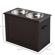 PawHut Set Boluri pentru Animăluțe, Hrănitor Dublu, Design Ergonomic, Alb și Gri | Aosom Romania 