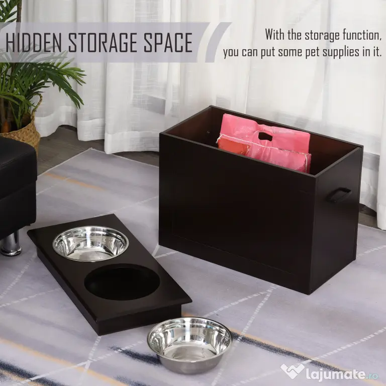 PawHut Set Boluri pentru Animăluțe, Hrănitor Dublu, Design Ergonomic, Alb și Gri | Aosom Romania
