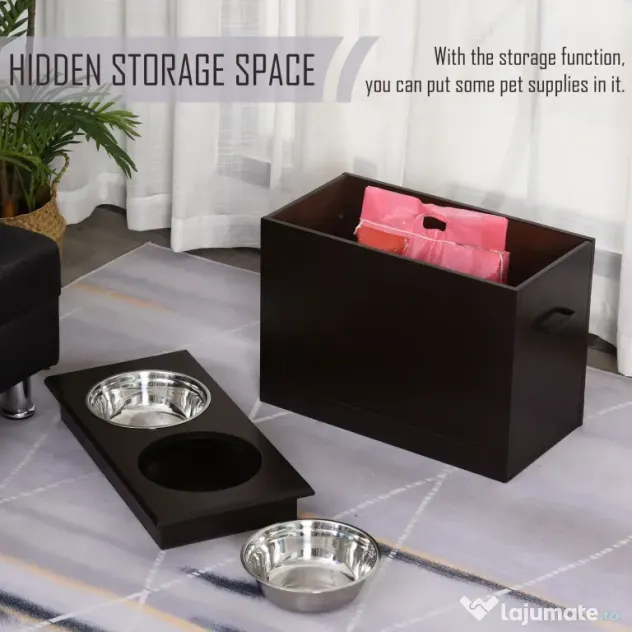 PawHut Set Boluri pentru Animăluțe, Hrănitor Dublu, Design Ergonomic, Alb și Gri | Aosom Romania