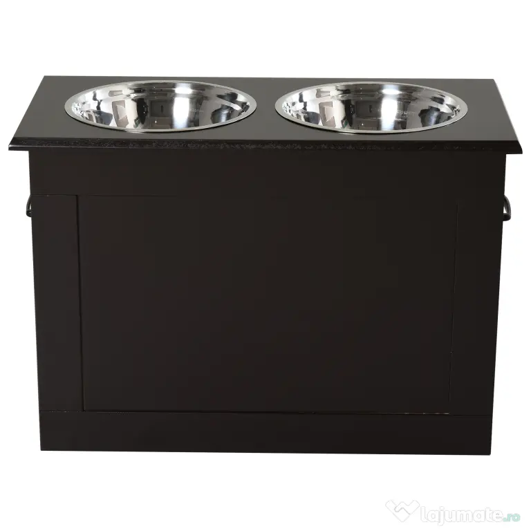 PawHut Set Boluri pentru Animăluțe, Hrănitor Dublu, Design Ergonomic, Alb și Gri | Aosom Romania