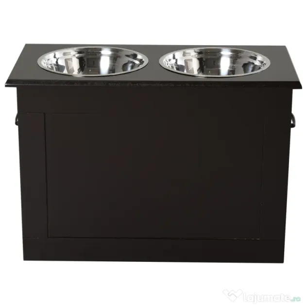PawHut Set Boluri pentru Animăluțe, Hrănitor Dublu, Design Ergonomic, Alb și Gri | Aosom Romania