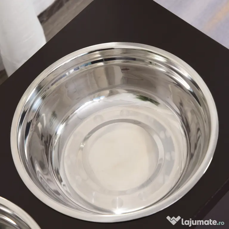 PawHut Set Boluri pentru Animăluțe, Hrănitor Dublu, Design Ergonomic, Alb și Gri | Aosom Romania