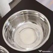 PawHut Set Boluri pentru Animăluțe, Hrănitor Dublu, Design Ergonomic, Alb și Gri | Aosom Romania 