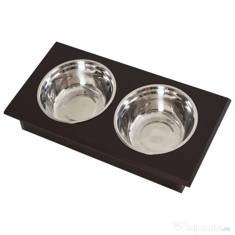 PawHut Set Boluri pentru Animăluțe, Hrănitor Dublu, Design Ergonomic, Alb și Gri | Aosom Romania