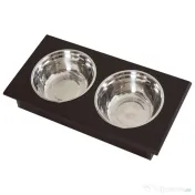 PawHut Set Boluri pentru Animăluțe, Hrănitor Dublu, Design Ergonomic, Alb și Gri | Aosom Romania 