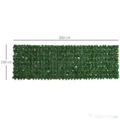 Outsunny Gard Viu Artificial în Rulou, Paravan de Protecție și Intimitate din PE Anti-UV pentru Balcon sau Curte, 300×100 cm, Verde Închis 