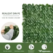 Outsunny Gard Viu Artificial în Rulou, Paravan de Protecție și Intimitate din PE Anti-UV pentru Balcon sau Curte, 300×100 cm, Verde Închis 