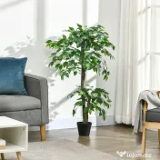 Outsunny Plantă Artificială Arbore de Ceai cu 546 de Frunze Realistice și Ghiveci de Ciment 120 cm Verde | Aosom Romania