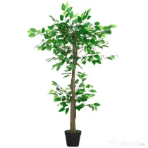Planta Artificială Outsunny Arbore de Ceai cu 546 de Frunze Realistice și Ghiveci din Ciment 120 cm Verde
