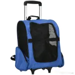 PawHut Rucsac transportabil 2 în 1 pentru câini și pisici cu buzunare și mâner telescopic, 42x25x55cm, albastru