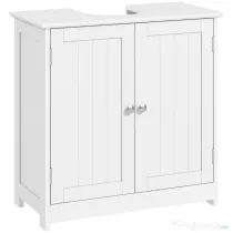 kleankin Dulap Sub Chiuvetă cu 2 Uși, Raft Reglabil și Decupaj în Formă de U, 60x30x60 cm, Alb