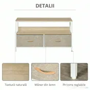 HOMCOM Mobilier pentru Televizor de 47" cu Sertare Pliabile din Material Textil și Raft, 98x29x56 cm, Lemn Natural | Aosom Romania
