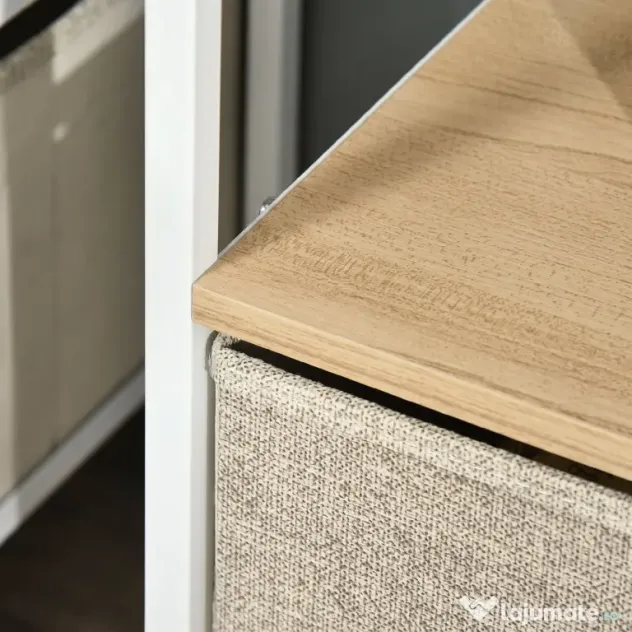 HOMCOM Mobilier pentru Televizor de 47" cu Sertare Pliabile din Material Textil și Raft, 98x29x56 cm, Lemn Natural | Aosom Romania