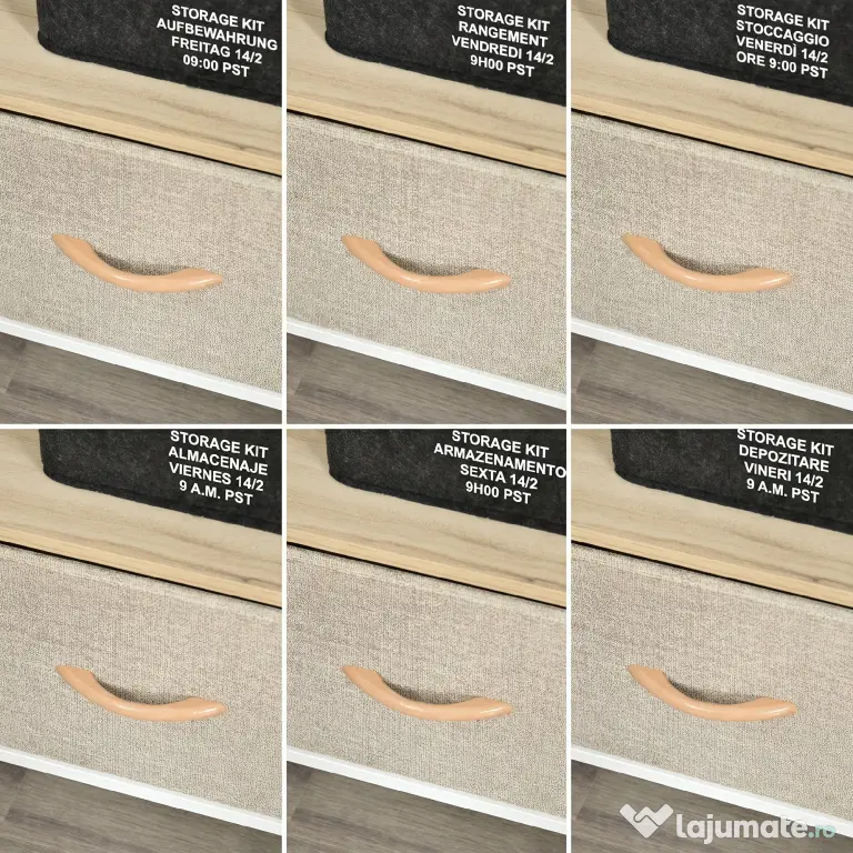 HOMCOM Mobilier pentru Televizor de 47" cu Sertare Pliabile din Material Textil și Raft, 98x29x56 cm, Lemn Natural | Aosom Romania